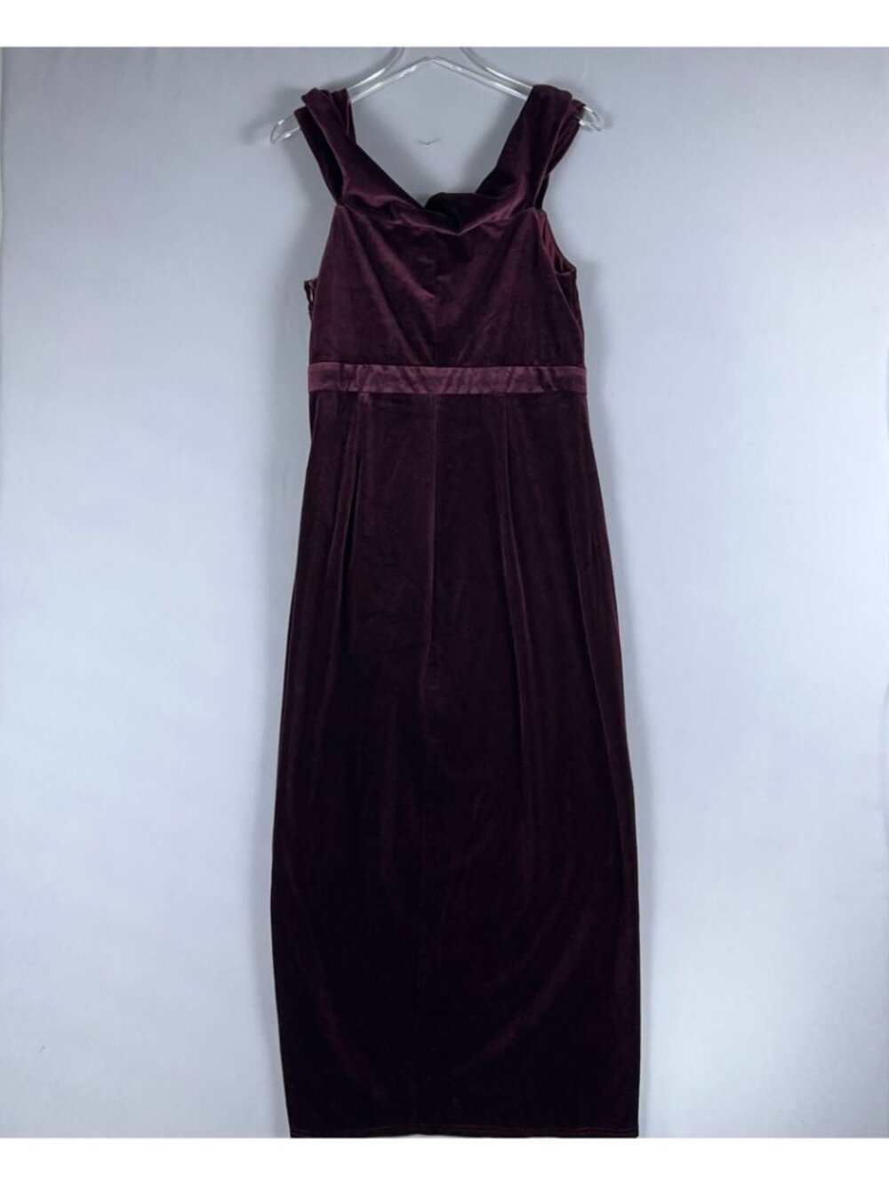 Lulus Dress Size XL Burgundy Velvet Off Shoulder Maxi Sleeveless Formal Gown - Picture 6 of 12